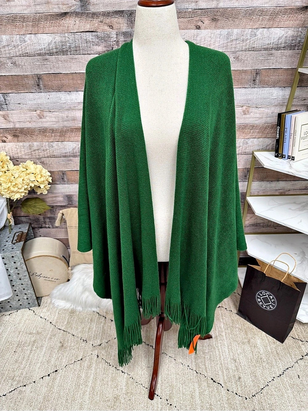 No Label Green Fringe Shawl